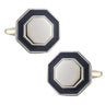 Classic Silver Blue Octagon Cufflinks - Tie, bowtie, pocket square | Kissties