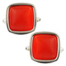 Classic Red Curved Square Stone Cufflinks - Tie, bowtie, pocket square | Kissties