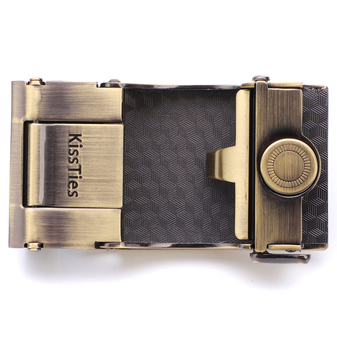 Genuine Solid Leather Micro-Ratchet Belt | Steel Brass Buckle | Brown Strap - Tie, bowtie, pocket square  | Kissties