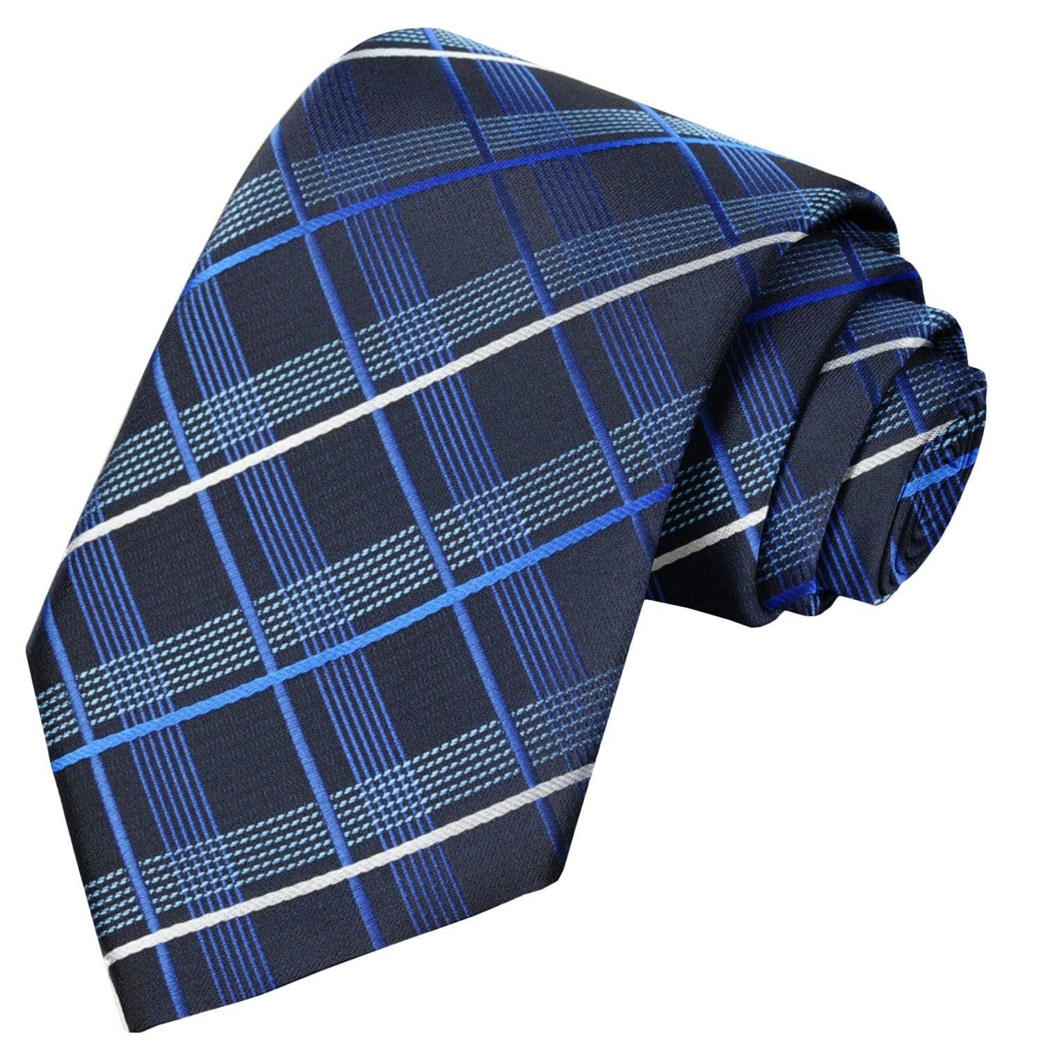 Egyptian-Space-Air Force Blue-White Striped Checkered Tie