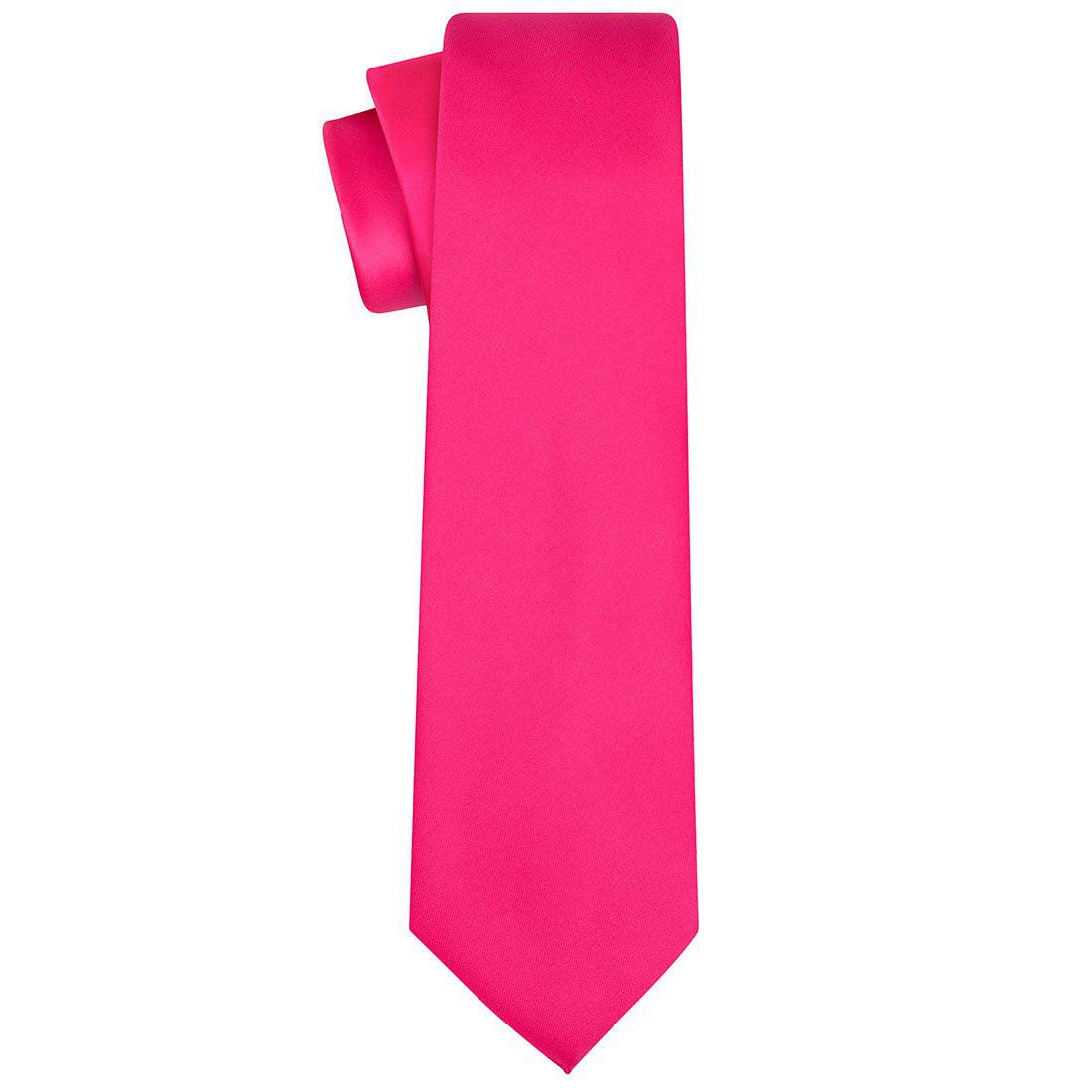 Hot Pink Satin Silk Tie Standard Extra Long Necktie