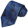 Cobalt Blue on Black Paisley Tie - Tie, bowtie, pocket square | Kissties