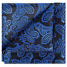 Cobalt Blue on Black Paisley Pocket Square - Tie, bowtie, pocket square | Kissties