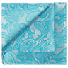 Aqua on Silver Paisley Pocket Square - Tie, bowtie, pocket square | Kissties