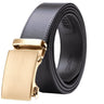 Genuine Solid Leather Micro-Ratchet Belt | Steel Gold Buckle | Black Strap - Tie, bowtie, pocket square | Kissties