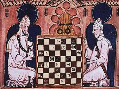 Drawing of ancient Persians playing Chess