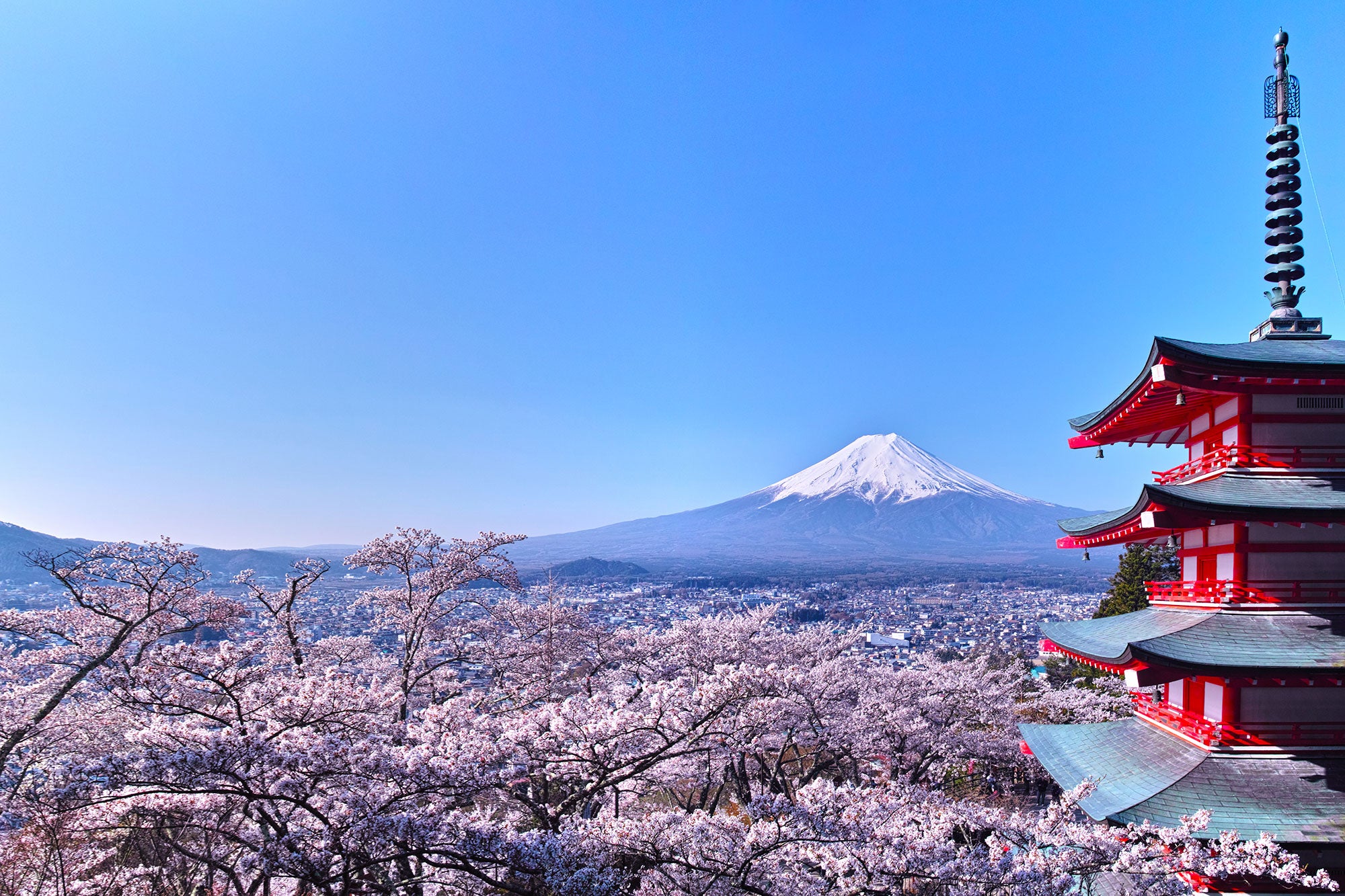 Hakone Shrine Temple, with Mt. Fuji in the background
