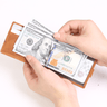RFID-Blocking L-Fold Money-Clip Tan Leather Wallet - Tie, bowtie, pocket square  | Kissties