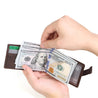 RFID-Blocking L-Fold Money-Clip Brown Leather Wallet - Tie, bowtie, pocket square  | Kissties
