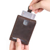 RFID-Blocking L-Fold Money-Clip Brown Leather Wallet - Tie, bowtie, pocket square  | Kissties