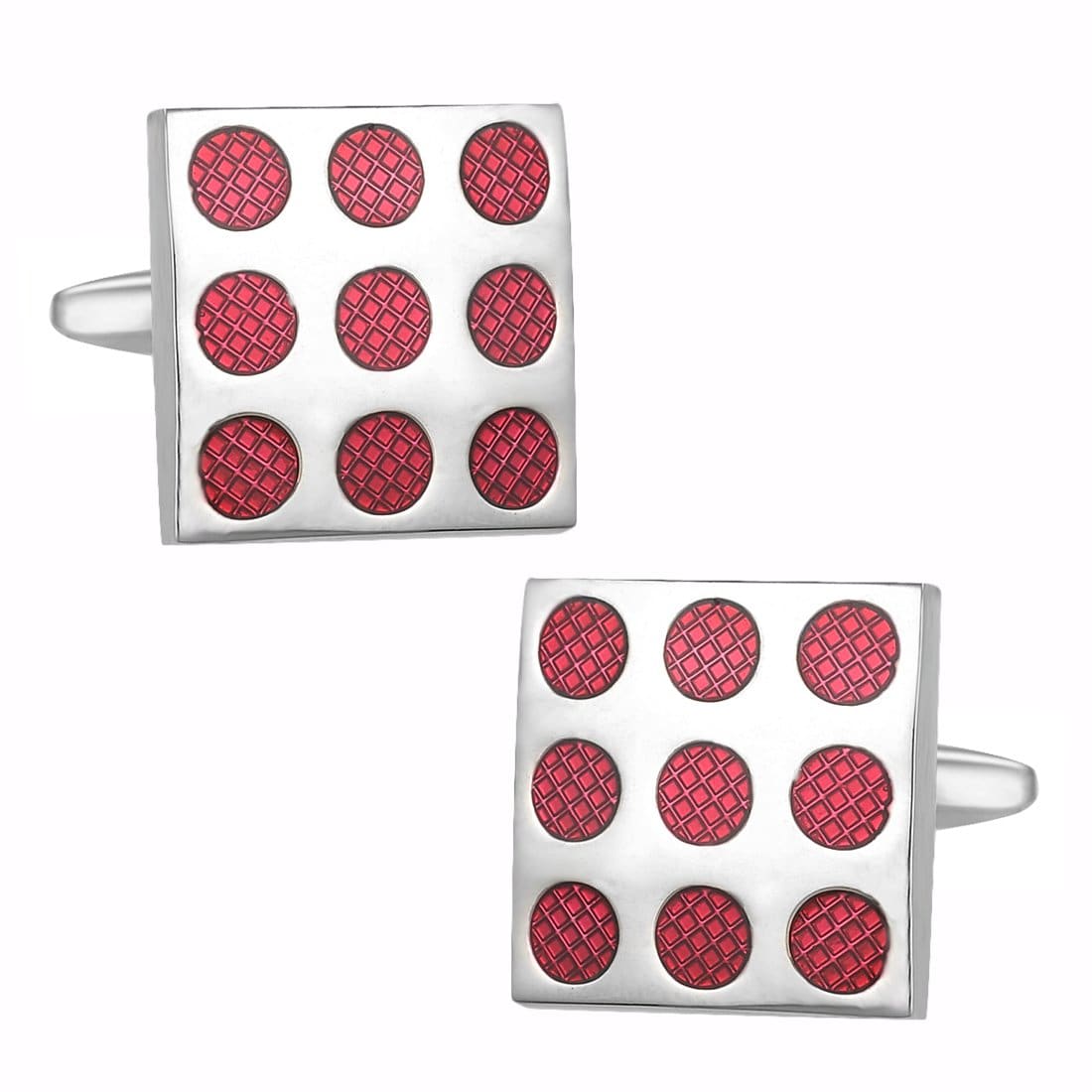 Classic Red Dice Dots Silver Cufflinks - Tie, bowtie, pocket square  | Kissties