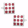 Classic Red Dice Dots Silver Cufflinks - Tie, bowtie, pocket square  | Kissties