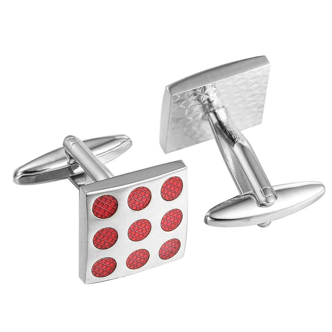 Classic Red Dice Dots Silver Cufflinks - Tie, bowtie, pocket square  | Kissties