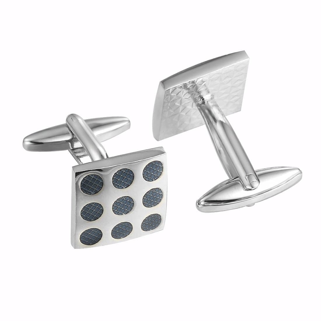 Classic Blue Dice Dots Silver Cufflinks - Tie, bowtie, pocket square  | Kissties