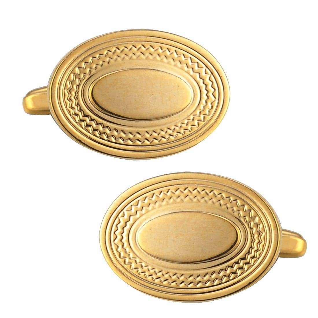 Classic Gold Oval Cufflinks - Tie, bowtie, pocket square  | Kissties