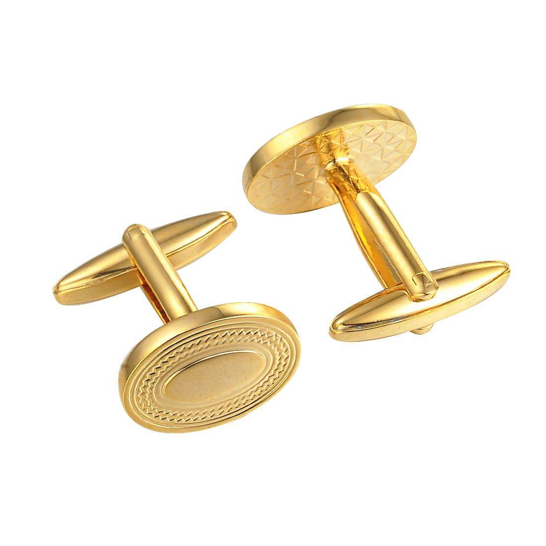 Classic Gold Oval Cufflinks - Tie, bowtie, pocket square  | Kissties