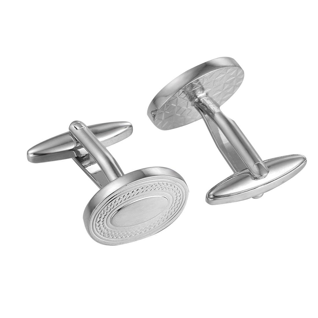 Classic Silver Oval Cufflinks - Tie, bowtie, pocket square  | Kissties