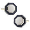 Classic Silver Blue Octagon Cufflinks - Tie, bowtie, pocket square  | Kissties