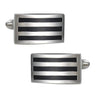 Classic Sliver Black Stripe Rectangle Cufflinks - Tie, bowtie, pocket square  | Kissties