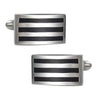 Classic Sliver Black Stripe Rectangle Cufflinks - Tie, bowtie, pocket square  | Kissties