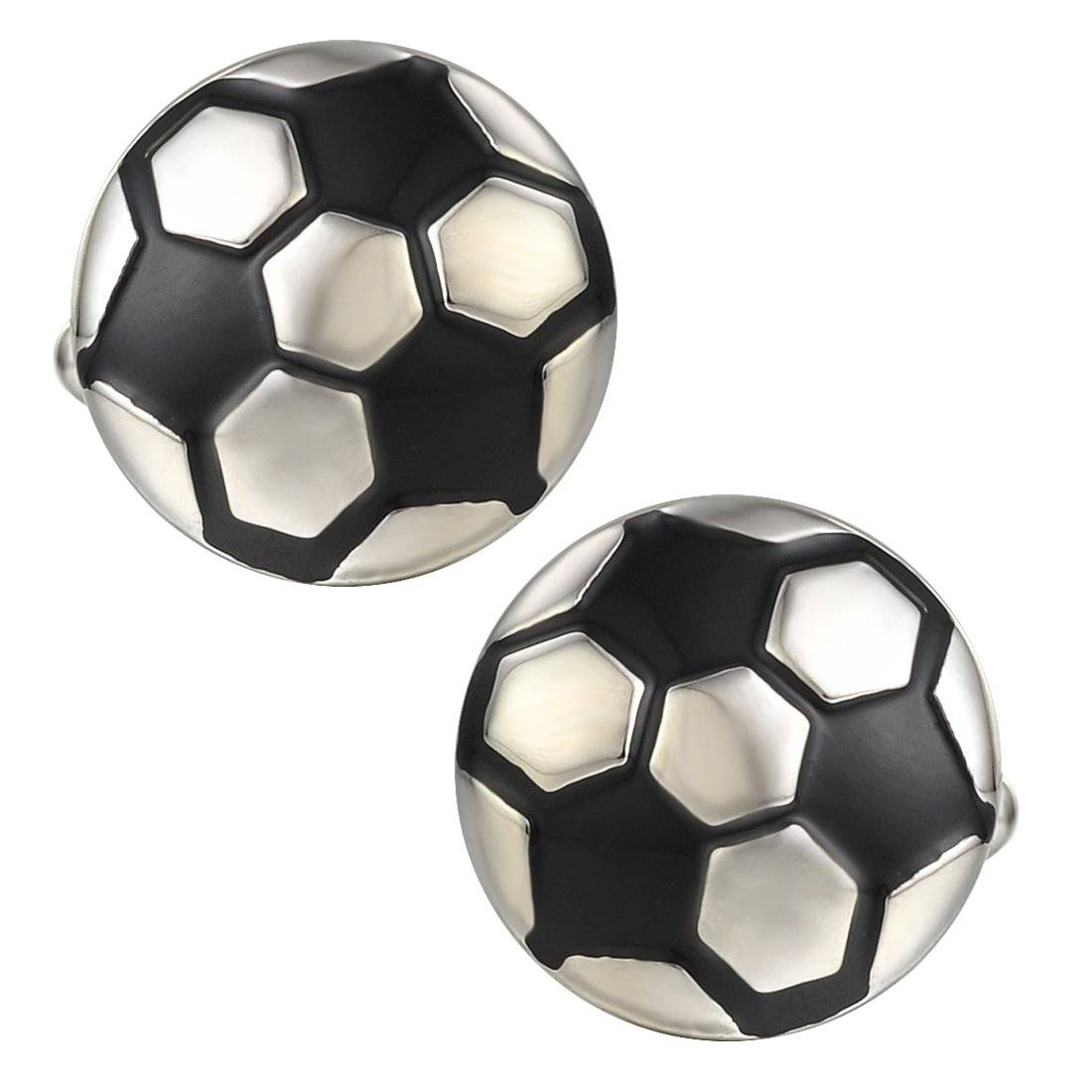 Novelty Silver Black Soccer Cufflinks - Tie, bowtie, pocket square  | Kissties