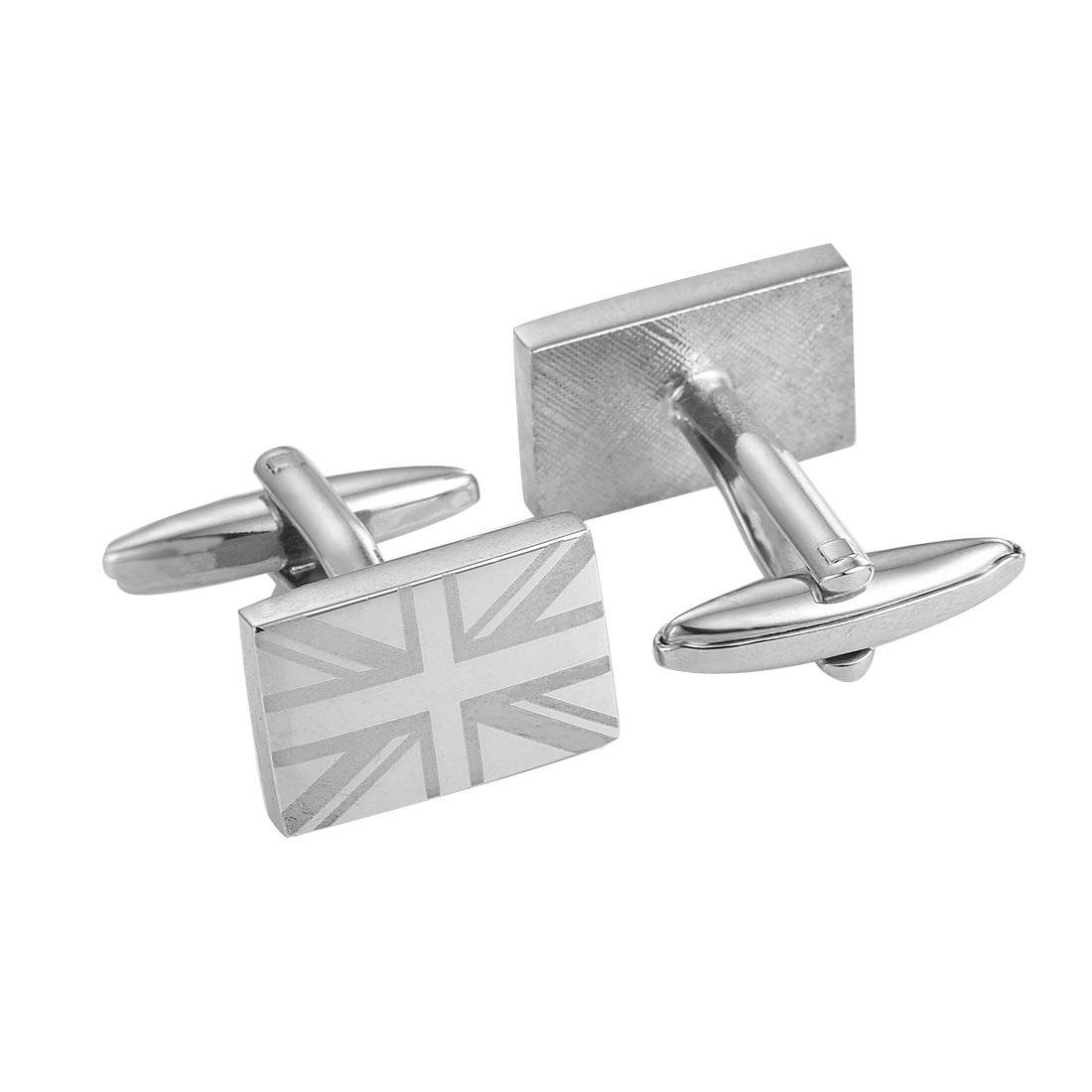 UK Flag Brushed Nickel Cufflinks - Tie, bowtie, pocket square  | Kissties