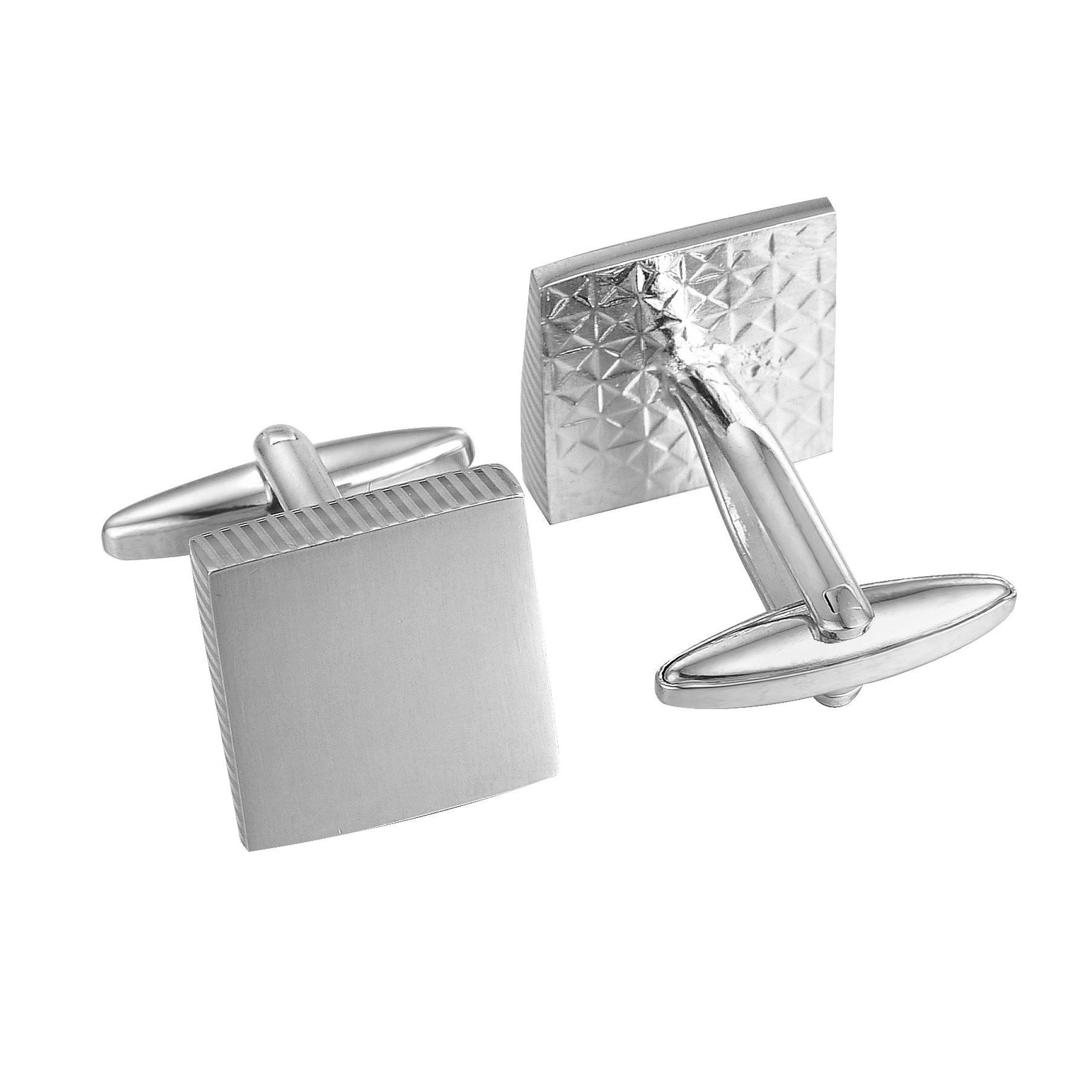 Classic Brushed Sliver Parallelogram Cufflinks - Tie, bowtie, pocket square  | Kissties