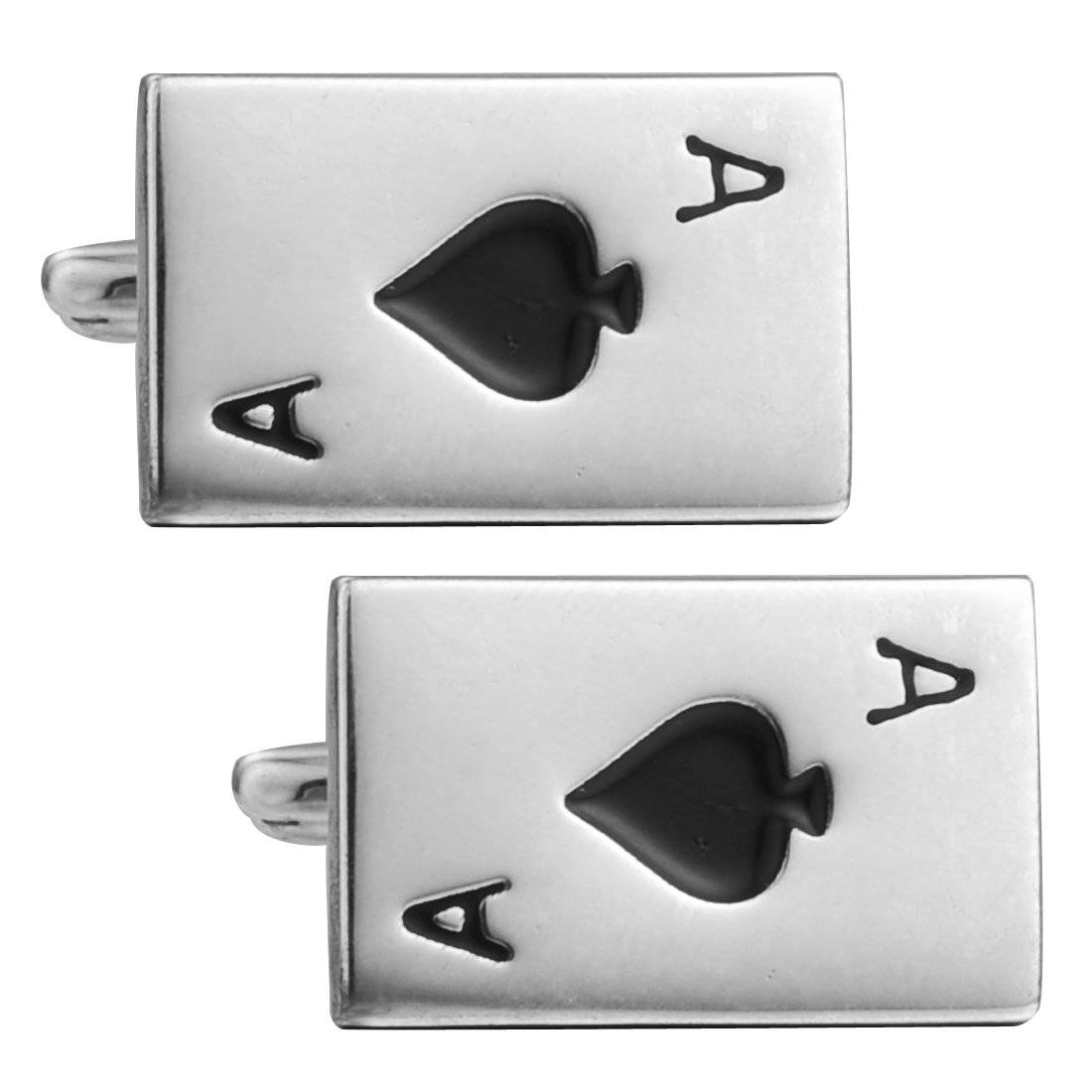 Novelty Sliver Ace Spade Cufflinks - Tie, bowtie, pocket square  | Kissties