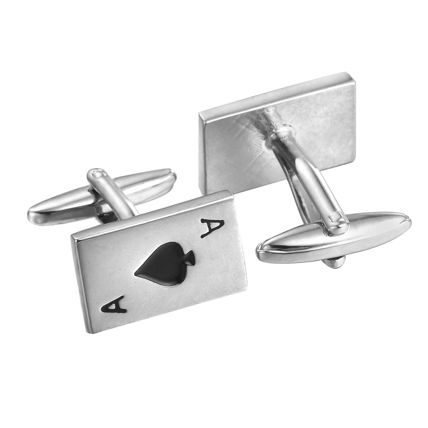 Novelty Sliver Ace Spade Cufflinks - Tie, bowtie, pocket square  | Kissties