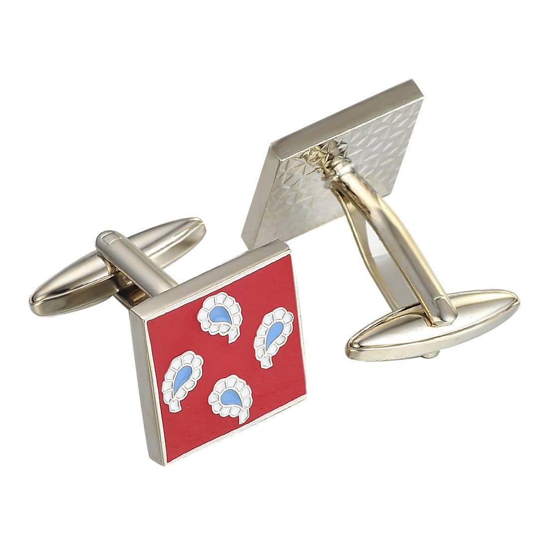 Classic Red Square Paisley Cufflinks - Tie, bowtie, pocket square  | Kissties