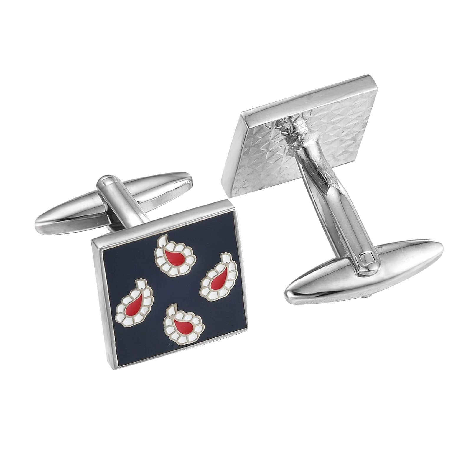 Classic Blue Square Paisley Cufflinks - Tie, bowtie, pocket square  | Kissties