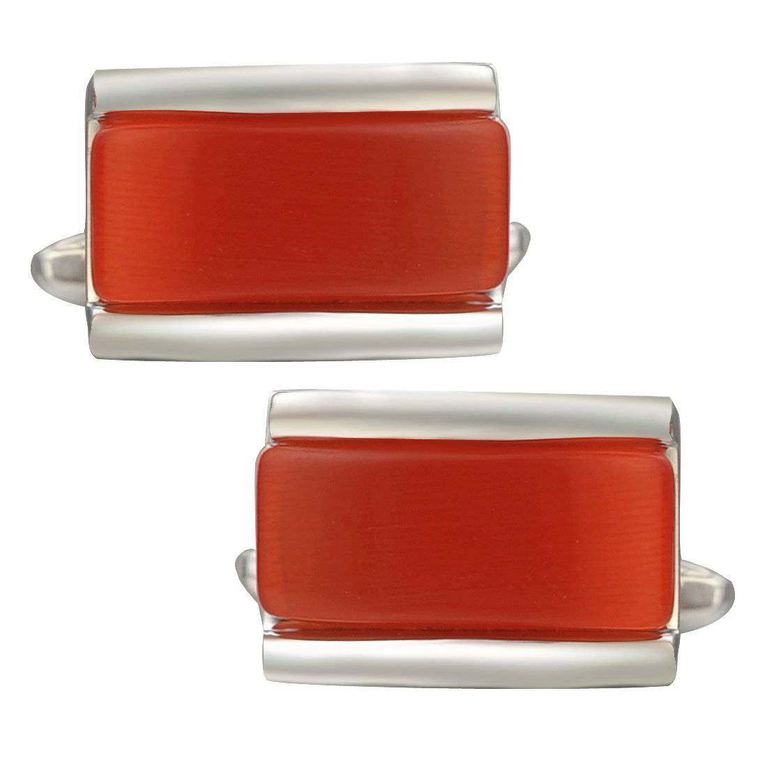 Classic Red Rectangle Stone Cufflinks - Tie, bowtie, pocket square  | Kissties