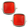 Classic Red Curved Square Stone Cufflinks - Tie, bowtie, pocket square  | Kissties