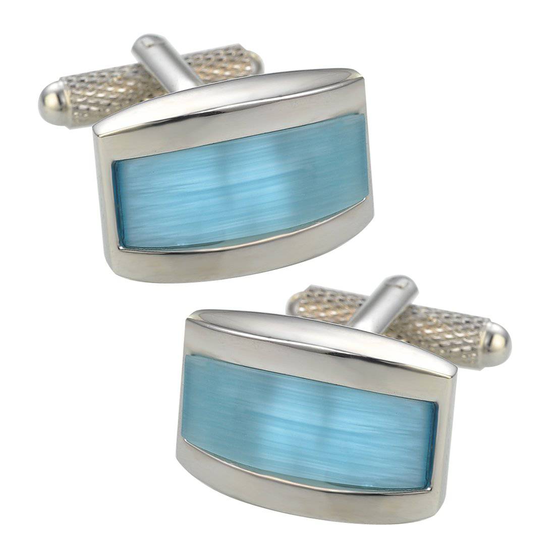 Classic Light Blue Cat's Eye Cufflinks - Tie, bowtie, pocket square  | Kissties