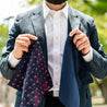 Navy Blue Checkered Pocket Square - Tie, bowtie, pocket square  | Kissties
