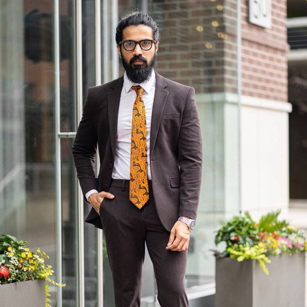 Tiger Orange on Black Paisley Tie - Tie, bowtie, pocket square  | Kissties