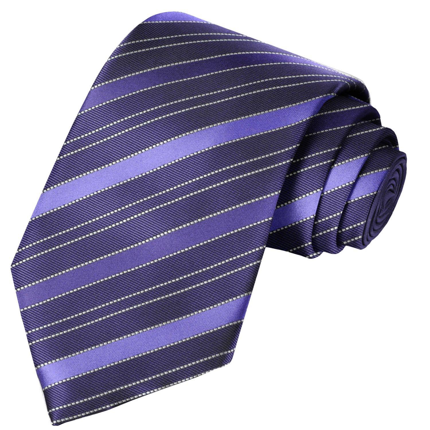 Eggplant-Amethyst-Sewed White Striped Tie - Tie, bowtie, pocket square  | Kissties