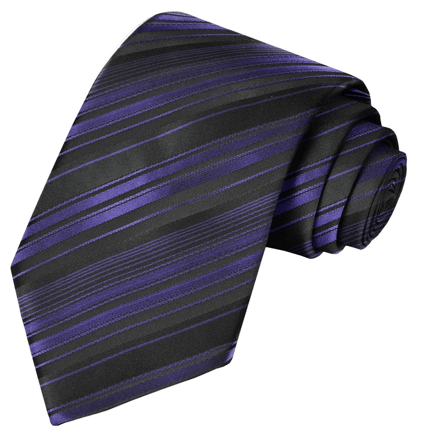 Black-Violet Striped Tie - Tie, bowtie, pocket square  | Kissties