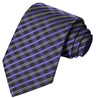 White-Amethyst on Dark Slate Blue Stripes Checkered Tie - Tie, bowtie, pocket square  | Kissties