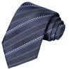 Sewed White-Violet-Medium Purple on Navy Blue Striped Tie - Tie, bowtie, pocket square  | Kissties