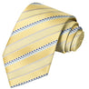 Sewed Navy-Sapphire-Maya Blue on Daffodil Yellow Striped Tie - Tie, bowtie, pocket square  | Kissties
