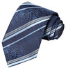 White-Sky Blue Stripes on Midnight Blue Black Paisley Tie - Tie, bowtie, pocket square  | Kissties
