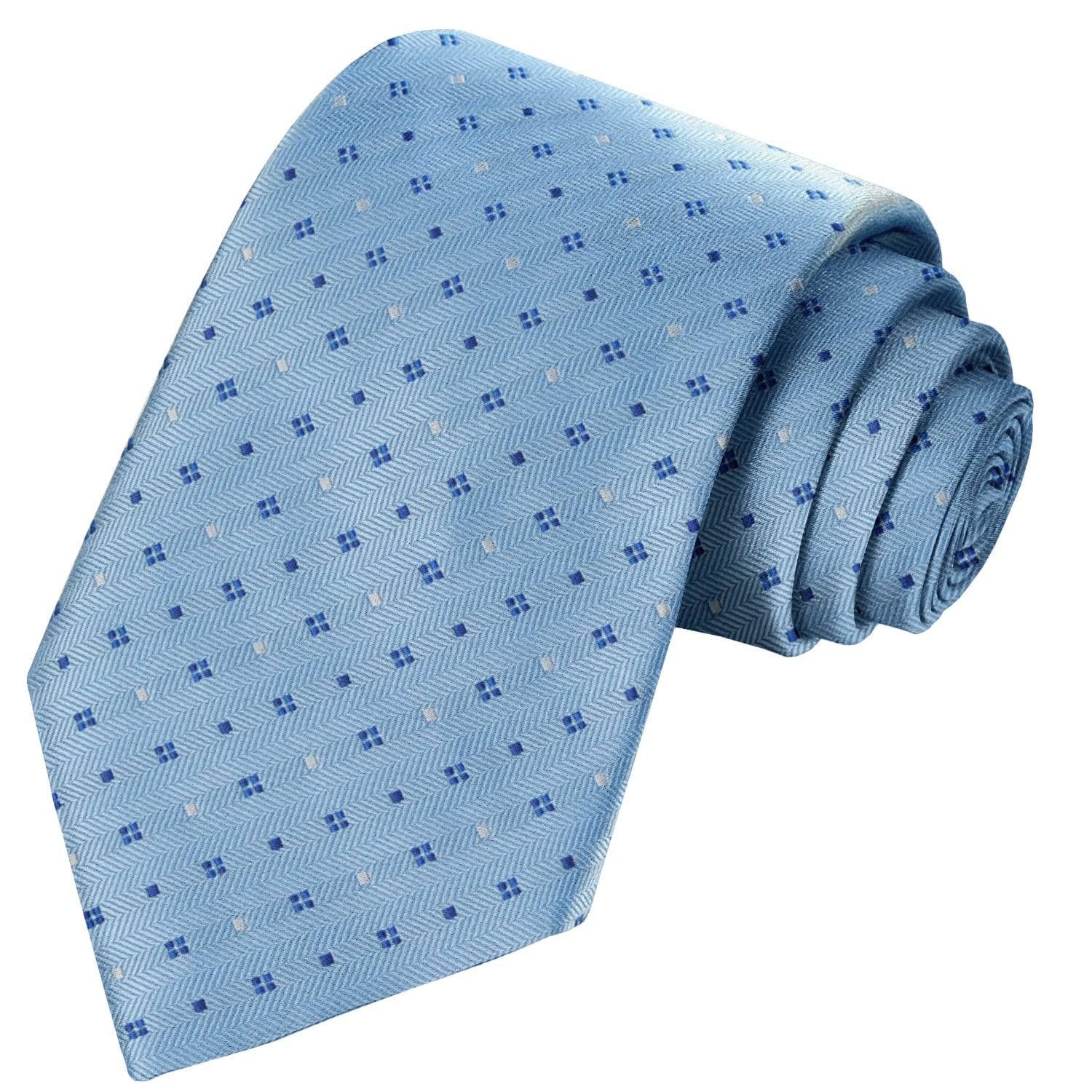 Navy Blue-White Floral on Baby Blue Striped Tie - Tie, bowtie, pocket square  | Kissties