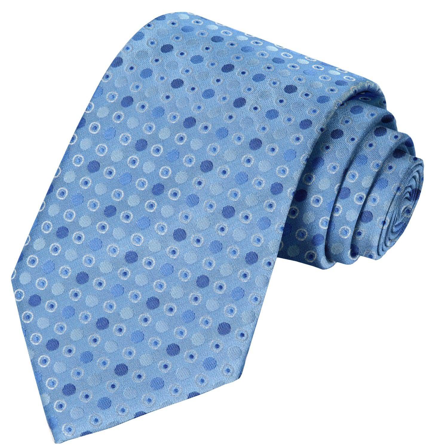 True-Midnight-Baby Blue-White Polka Dots on Carolina Blue Striped Tie - Tie, bowtie, pocket square  | Kissties