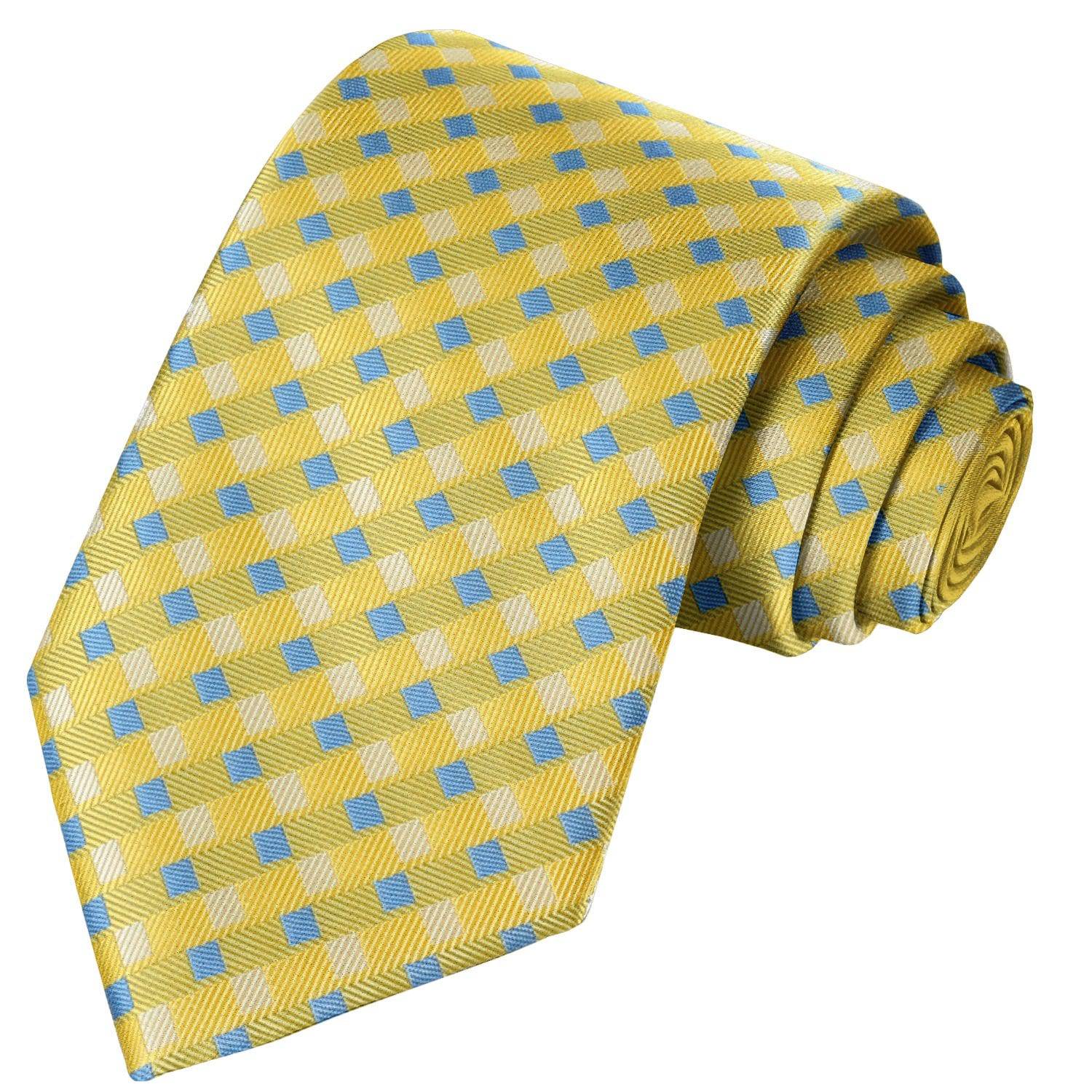 Cornflower-Pineapple-Corn Plaid Tie - Tie, bowtie, pocket square  | Kissties