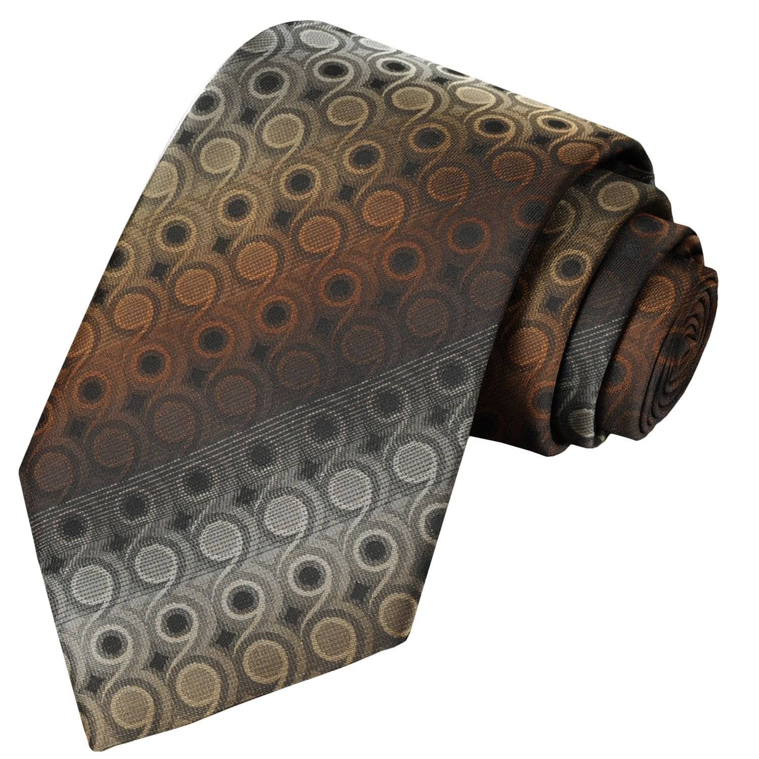 Fading Black on Orange White Smoke Paisley Stripe Tie - Tie, bowtie, pocket square  | Kissties