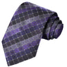 Heather-Violet-Grape-Gray Stripe Checkered Tie - Tie, bowtie, pocket square  | Kissties
