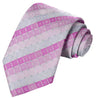 Magenta-Taffy-Crepe-Gray-White Stripe Checkered Tie - Tie, bowtie, pocket square  | Kissties