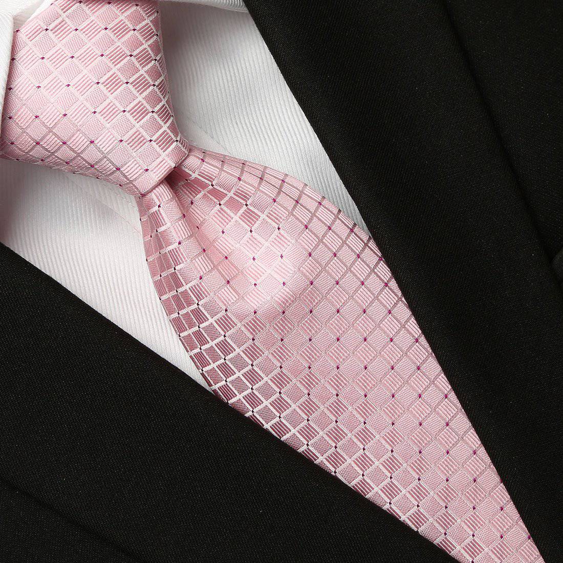 Cinderella Pink Checkered Tie - Tie, bowtie, pocket square  | Kissties