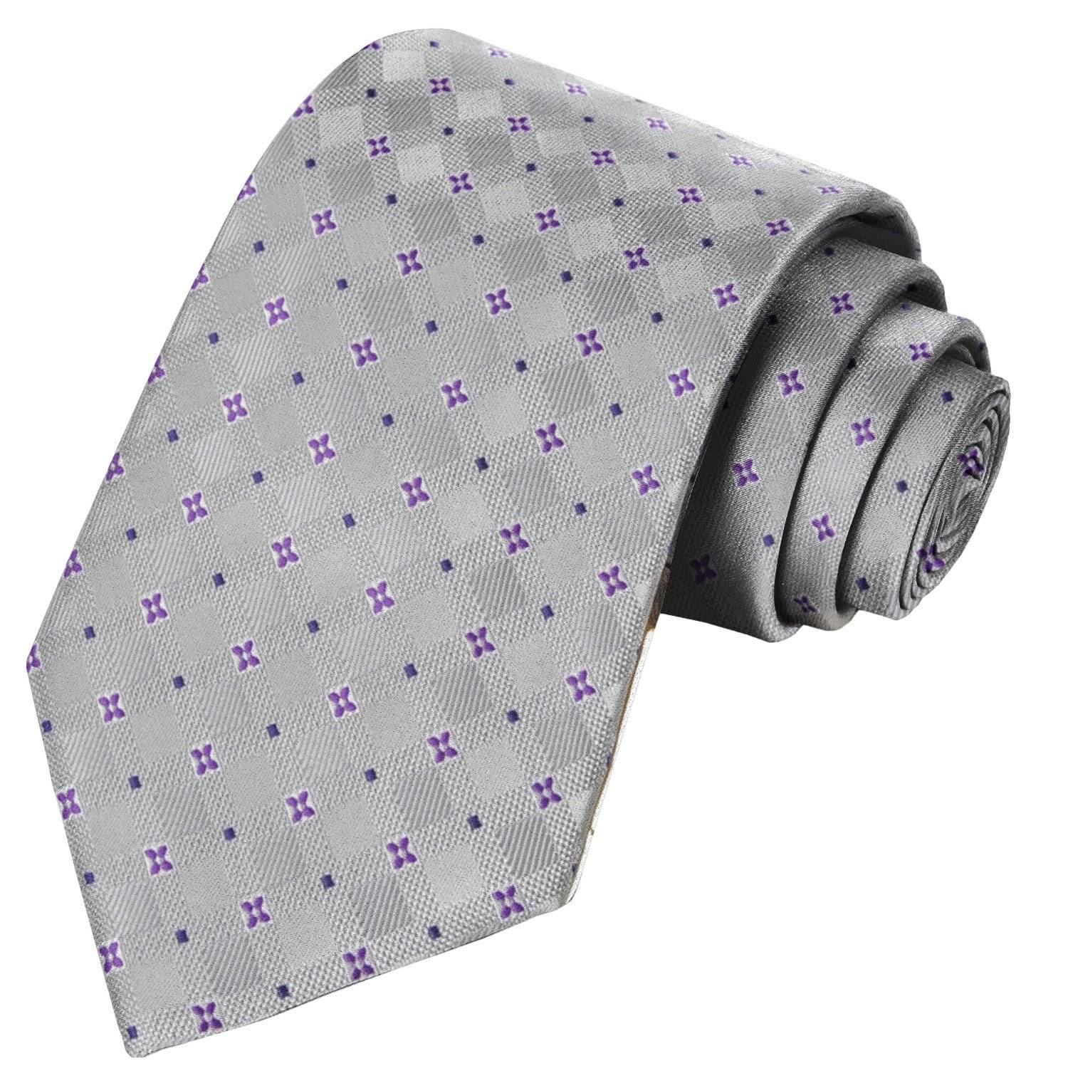 Rhino-Trout-Lava-Purple-Eggplant Floral Checkered Tie - Tie, bowtie, pocket square  | Kissties